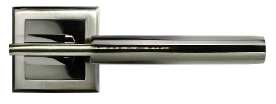 УПОЕНИЕ, ручка дверная MH-13 SN/BN-S, на квадратной накладке, цвет - бел. никель/черн. никель