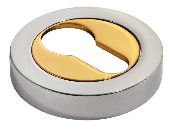 LUX-KH-R2 COT, накладка на евроцилиндр, цвет - глянцевый хром/золото