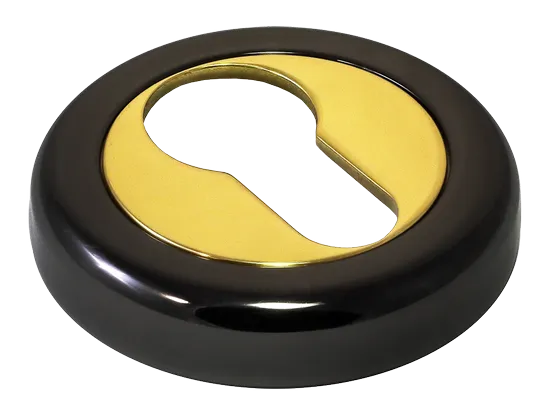 LUX-KH-R4 NNO, накладка на евроцилиндр, цвет - черный хром/золото