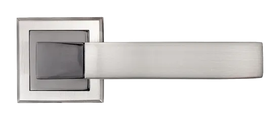 FUKOKU, ручка дверная MH-28 SN/BN-S, на квадратной накладке, цвет - бел. никель/черн. никель